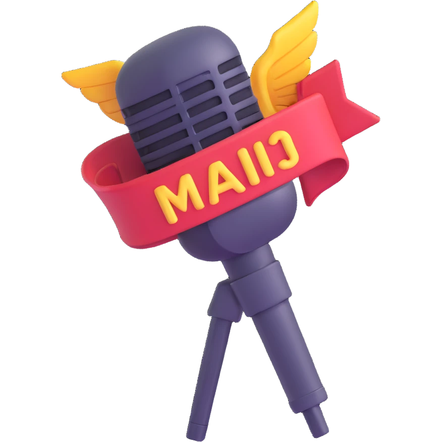 microphone icon representing an application achievement with celebratory badge or trophy elements emoji