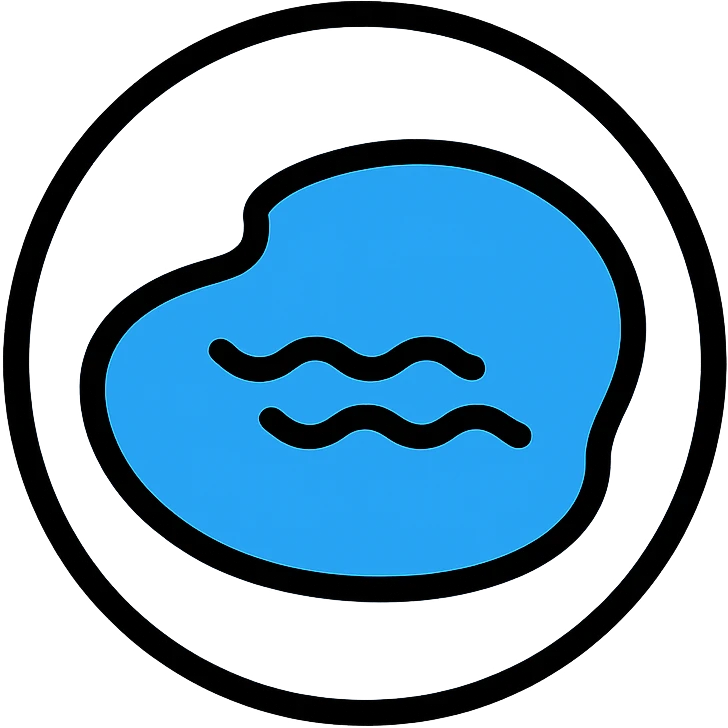 icon for lake element, circular, color outline, medium black border, no frame, white background, simple and clear, Little Alchemy style emoji