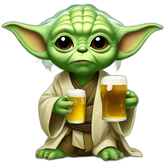 Yoda with a beer emoji