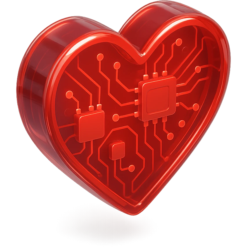 heart icon with glossy circuit style emoji