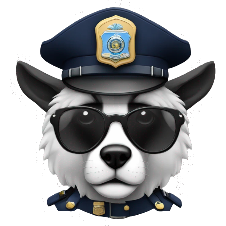 lobo con gafas y gorra de policia emoji