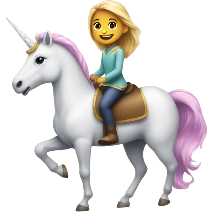 Ten year old girl riding a unicorn  emoji