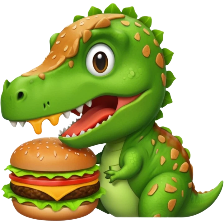 Dinosaur eating burger emoji