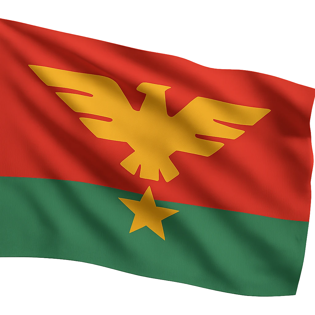 Make this Arstotzka flag appear as if it is waving in the wind, keep the background transparent, in a style suitable for editing. emoji