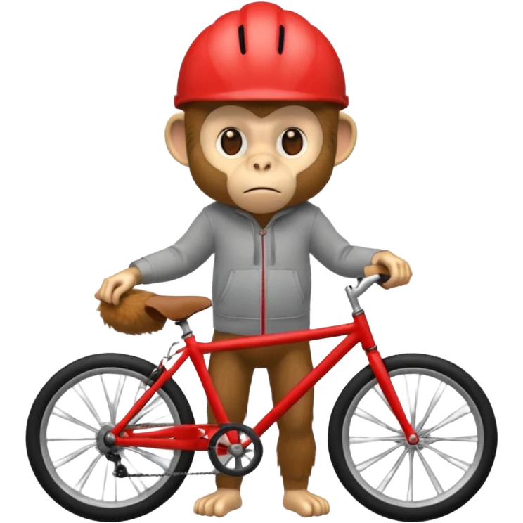 monkey with red bicycle helmet, sweatshirt emoji