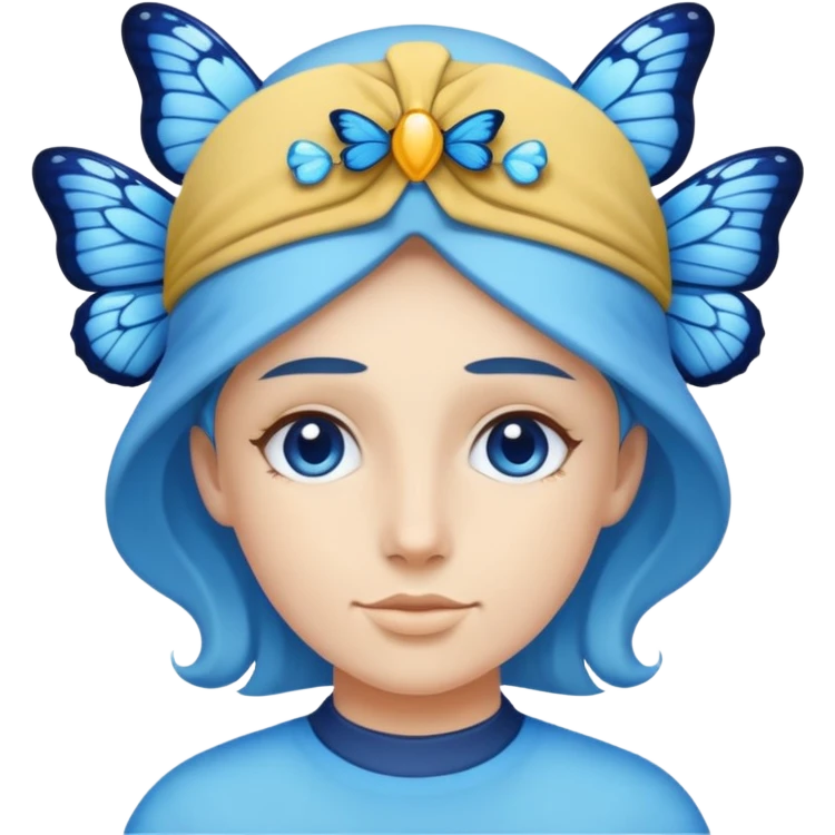 Blue butterfly on head of shorekeeper  emoji