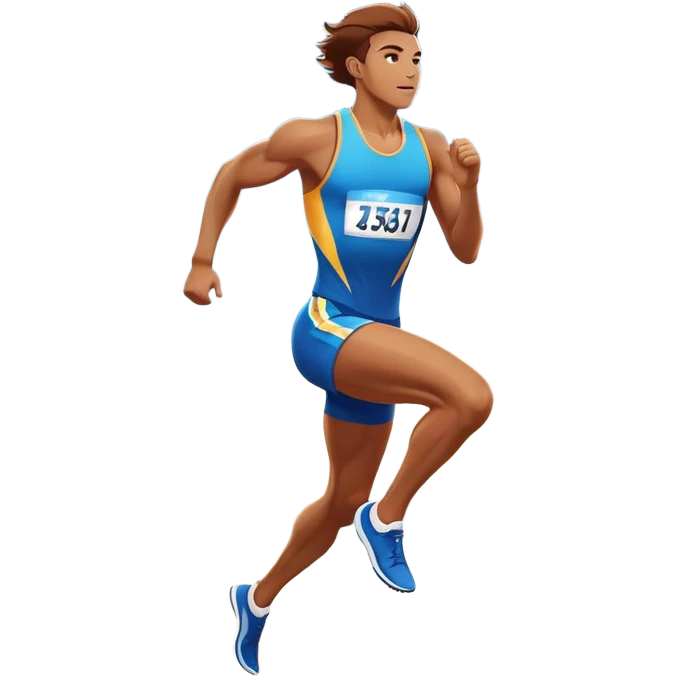 An icon featuring a vibrant stadium with cheering fans, bright lights, and a clear sky. an athlete sprinting on a track, with powerful strides and determination. The athlete's motion is dynamic, emphasizing speed and competition. emoji