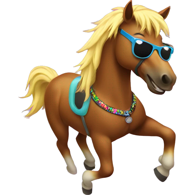 horse with sunglasses dancing rave lights emoji