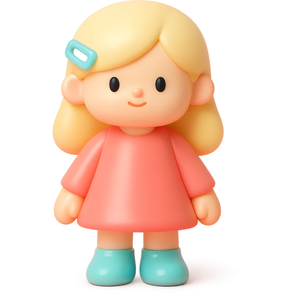 hairclip, collectible toy look, vinyl figure style emoji