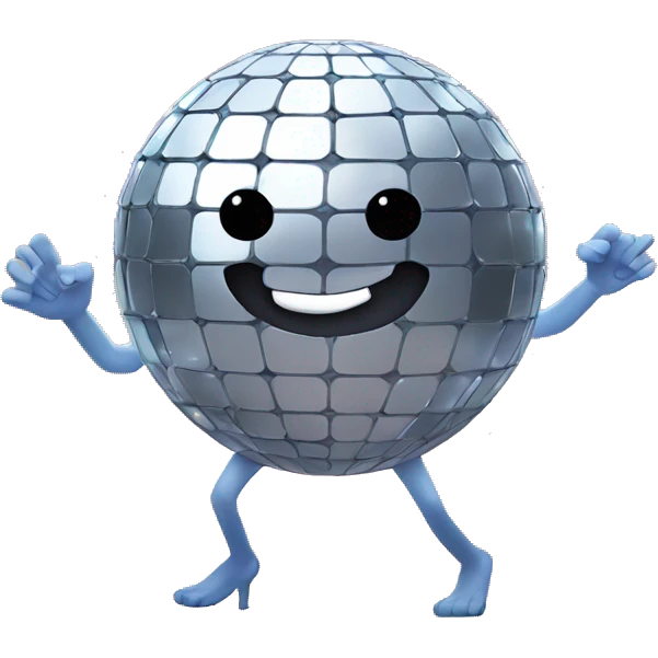 Disco ball with arms and legs emoji