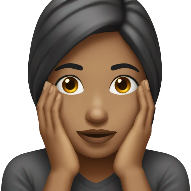 girl crouching down hands on face emoji