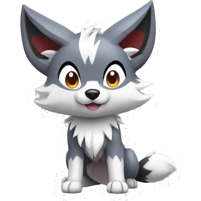 Kawaii Chibi Poochyena-Lycanroc-Pokémon Full Body emoji