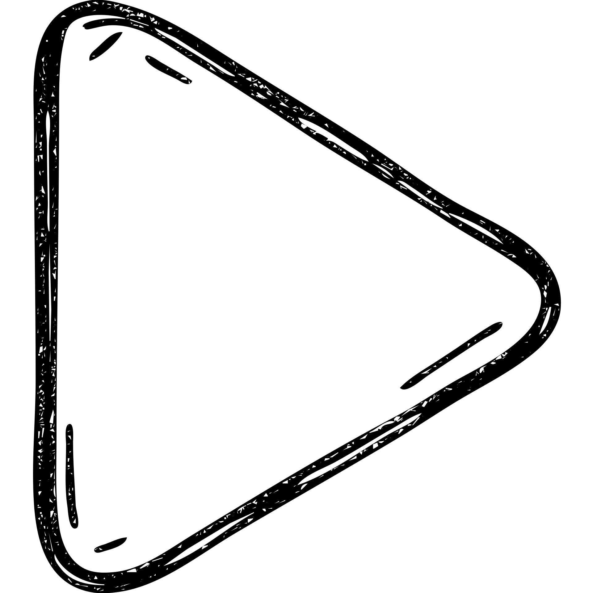 hand drawn outlined play button icon, bold lines, slightly imperfect triangle emoji