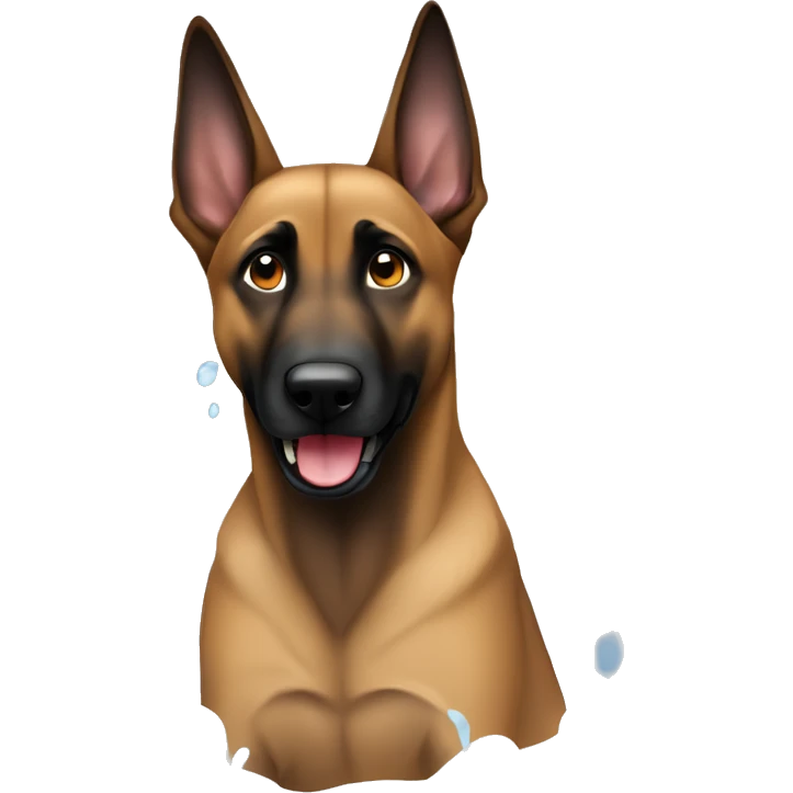 malinois qui prend son bain, sa douche emoji