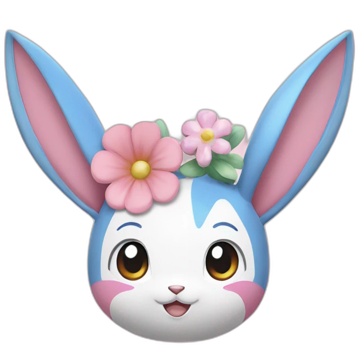 Pokemon Sylveon zoom in her head with flower emoji