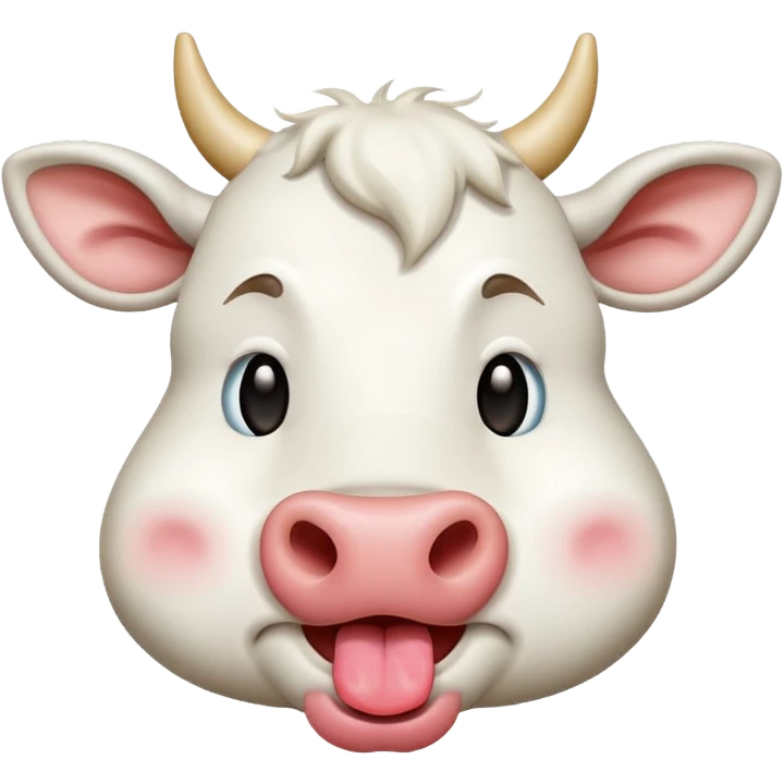 Vaca branca piscando o olhoe com língua pra fora emoji