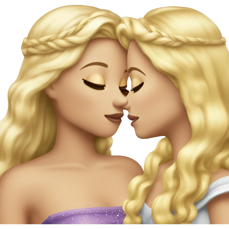 2 women princesses couple blonde deep kiss emoji