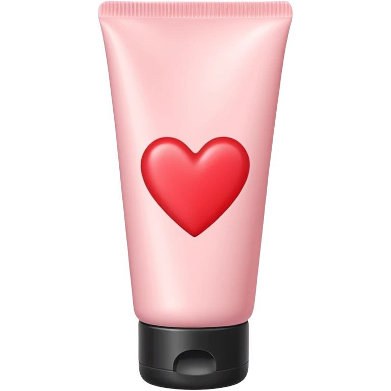 A pastel pink cream lotion tube with a red heart label on it emoji