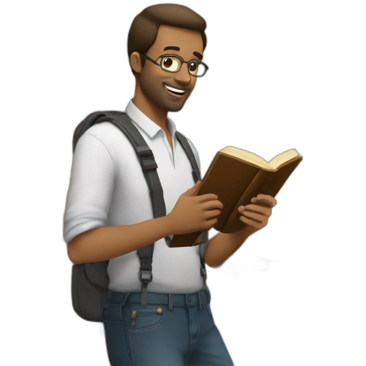 joachim qui escalade un livre emoji