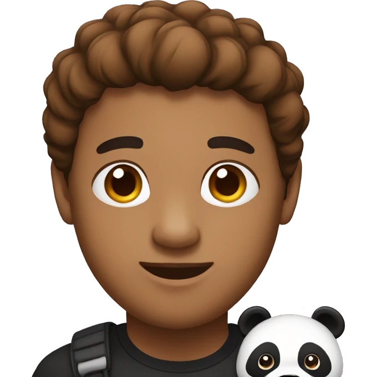A brown skinned male with a big panda head emoji