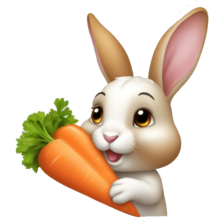 a rabbit eating a carrot emoji