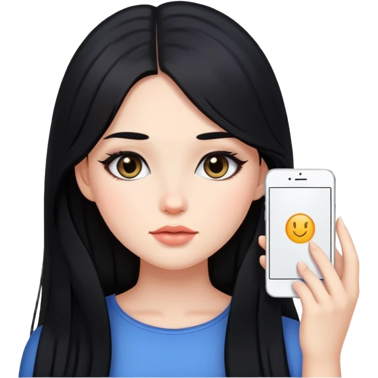 black long hair girl with soft makeup emoji