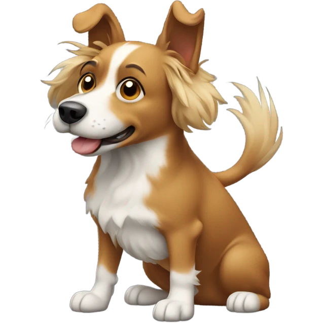 Dog in strong wind, ears blown back, fur blown back emoji