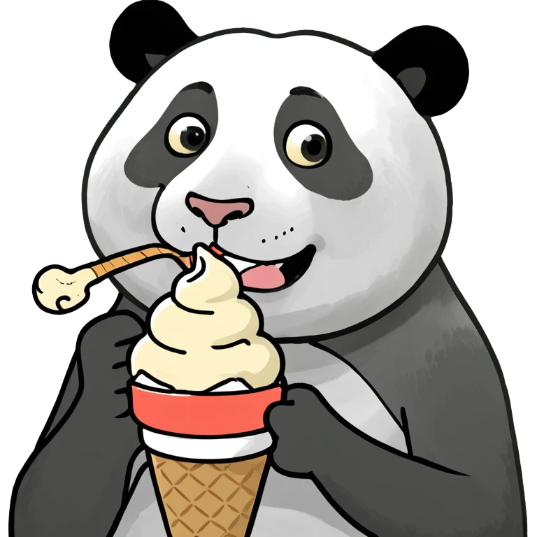 Panda eating ice cream emoji