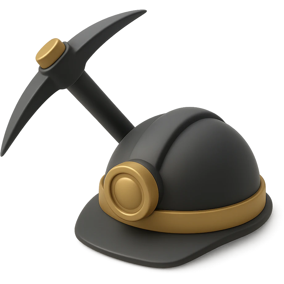mining industry scene with a pickaxe and helmet emoji