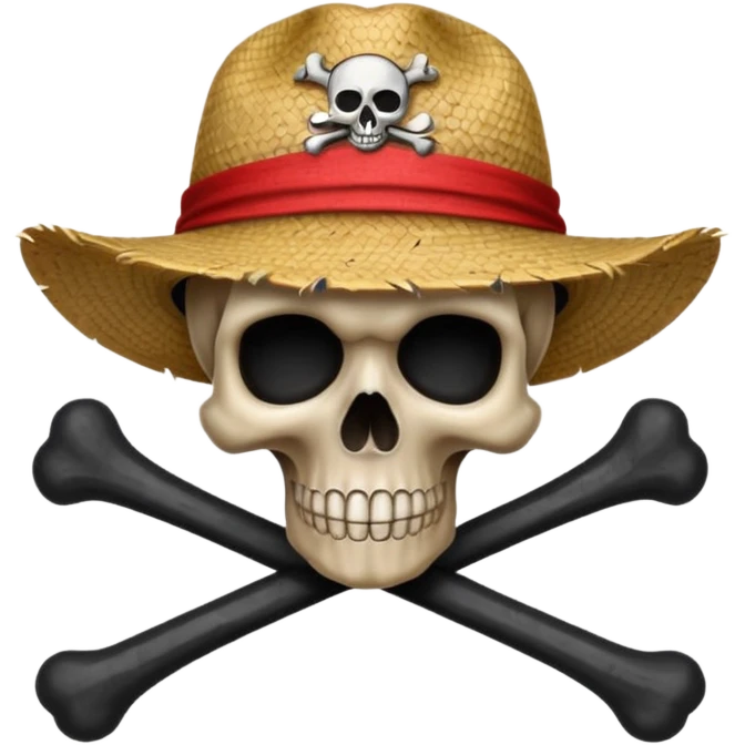 Fait moi ce drapeau 🏴‍☠️ a l'identique et met lui sur la tête de mort un chapeau de paille avec un fil rouge emoji