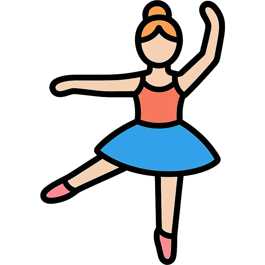 ballet dancer, lineal color icon with black outlines emoji