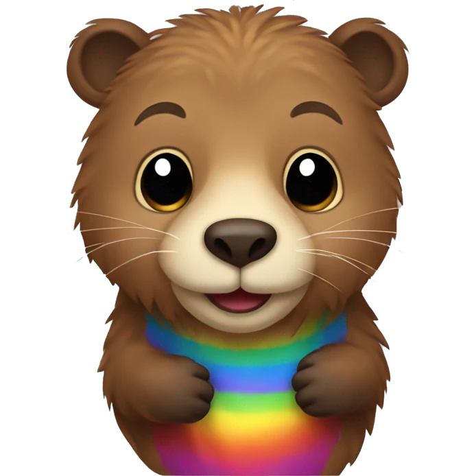 normal emoji style google beaver with rainbow colors fur emoji