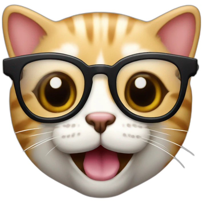 Gato con lentes y Dientes filosos  emoji