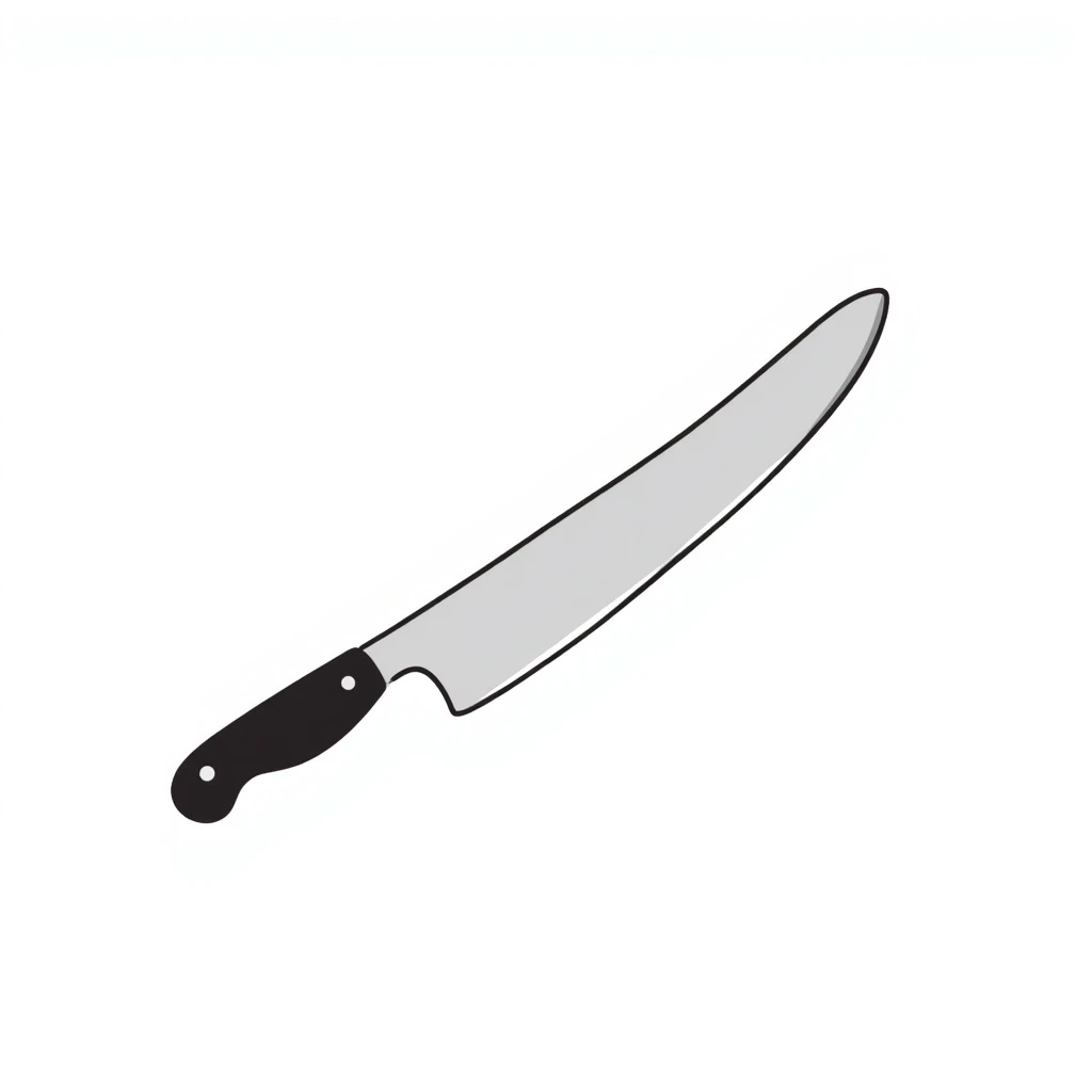 a black and white doodle of a knife emoji