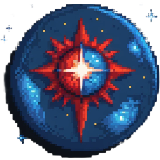 Deep blue morning star over planet with red sunrise emoji