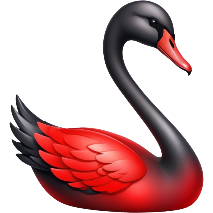black and red shiny weeping swan emoji