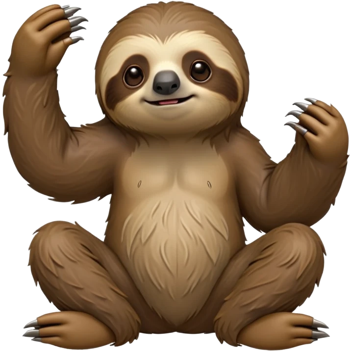 cinematic-sloth-realistic-full-body-sitting-emoji,-long-curved-claws-clinging,-thick-shaggy-brown-fur-slightly-ruffled,-head-tilted-dramatically,-slow-blinking-eyes-filled-with-serene-wisdom,-simplified-yet-realistic-focused-features,-highly-detailed,-glowing-with-an-almost-sarcastic-glow emoji