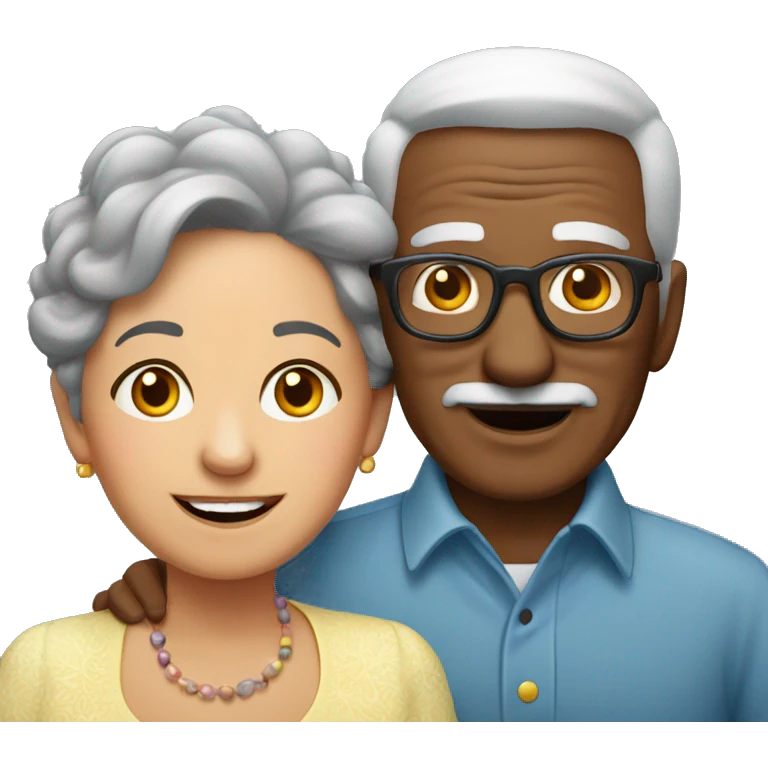 abuelo y abuela cabello negro  emoji