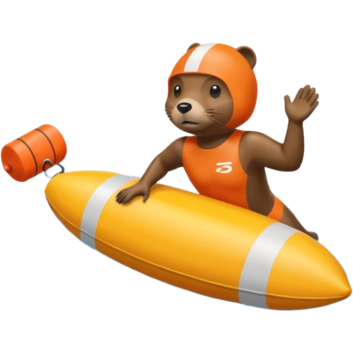 A focused beaver swimmer wearing a racing suit, diving past a floating buoy.


 emoji