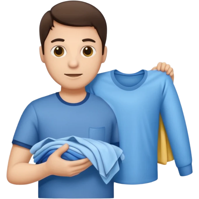 brunette man holding laundry emoji