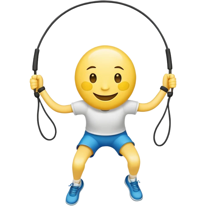 person jumping one rope, simple yellow face emoji