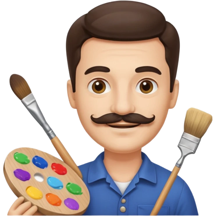 artist with palette and moustache smiling emoji