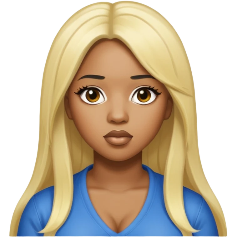Remy Ma with blonde front with black long hair emoji