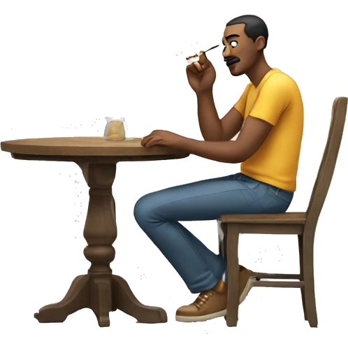 Man smoking while sitting with his foot on the table emoji