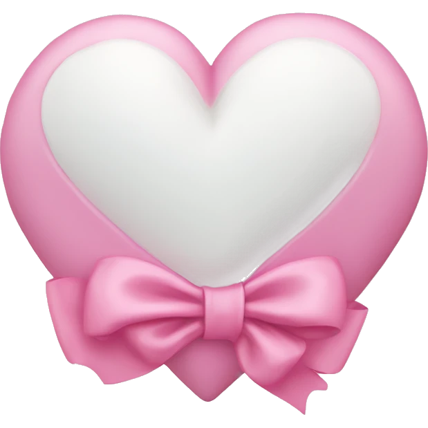 white heart wrapped with a pink coquette bow emoji