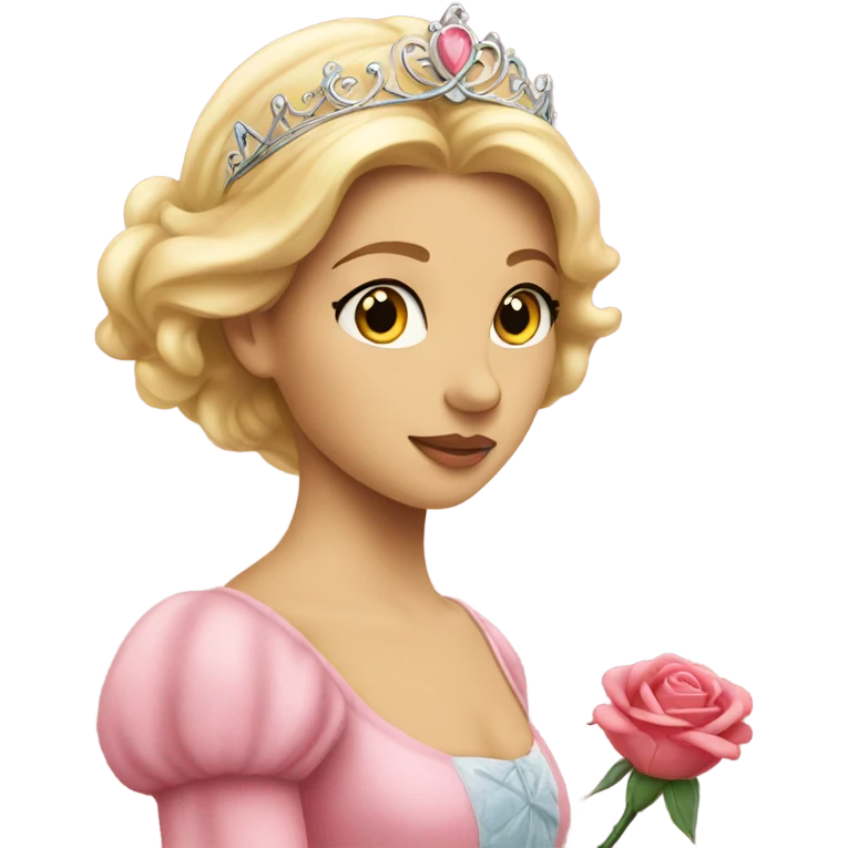 A princess looking at a rose emoji