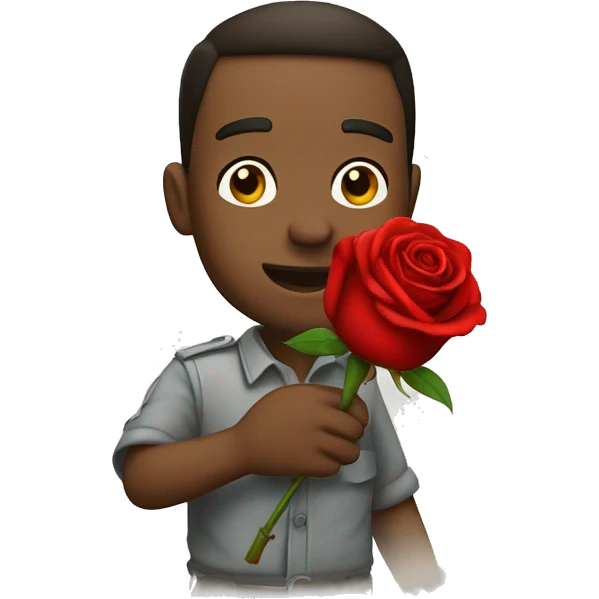 With a rose in him hand emoji