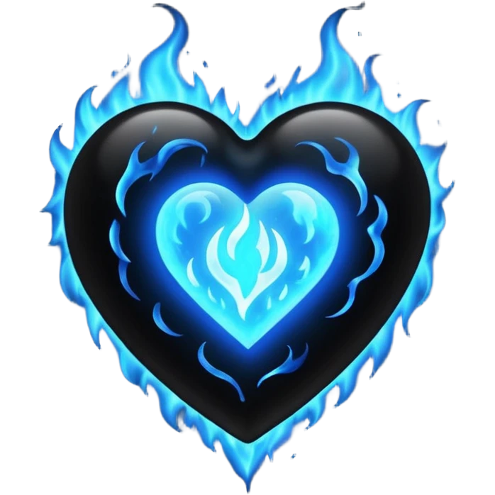 Black heart with blue fire film emoji