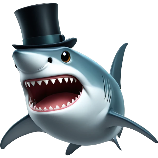 Shark with a top hat and a big  emoji