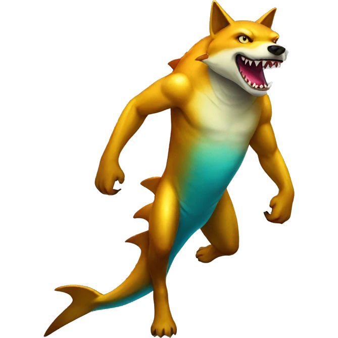Shiny Colorful Shark-Wolf Full Body emoji